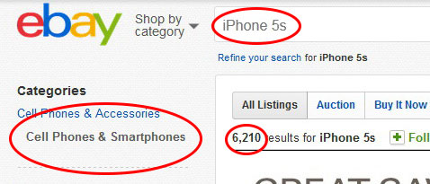 Search category on Ebay