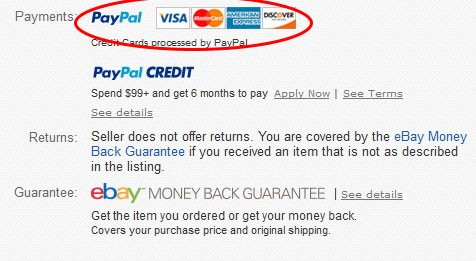 Payments on Ebay