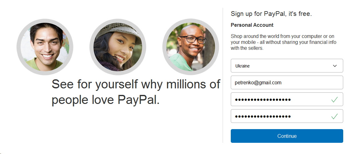 Register on Paypal